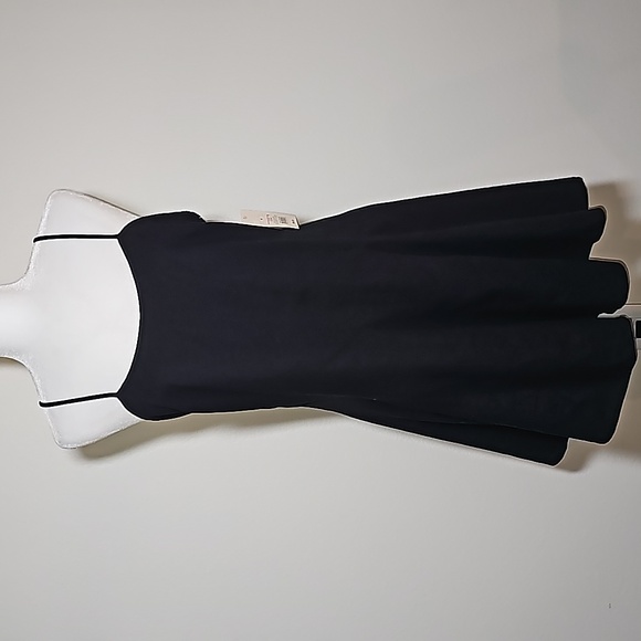 A New Day Beach Bungalow Mini Dress Linen Tie Back Scoop Neckline Lined Black M - Picture 3 of 10